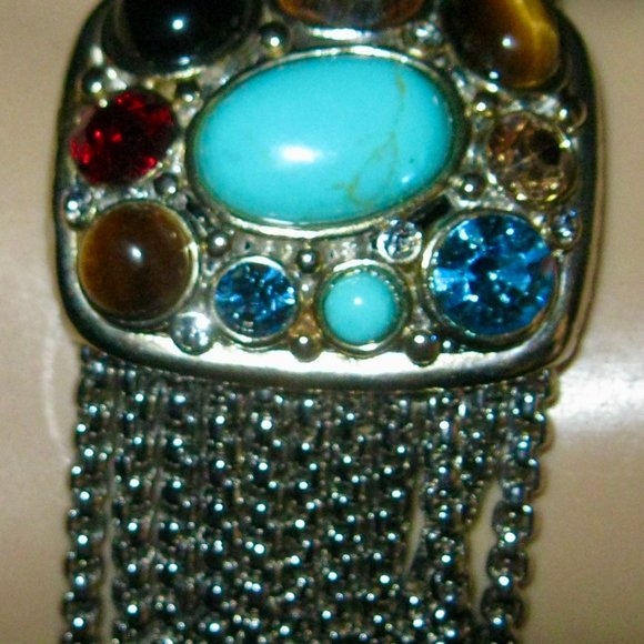 9/4/25 SALE..."STUNNING VINTAGE MAGNETIC BRACELET W/BEAUTIFUL STONES IN CENTER" - Picture 1 of 11